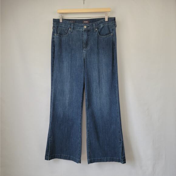 NYDJ Wide Leg, Split Cuff Jeans Medium Wash Size 10 - Picture 1 of 15